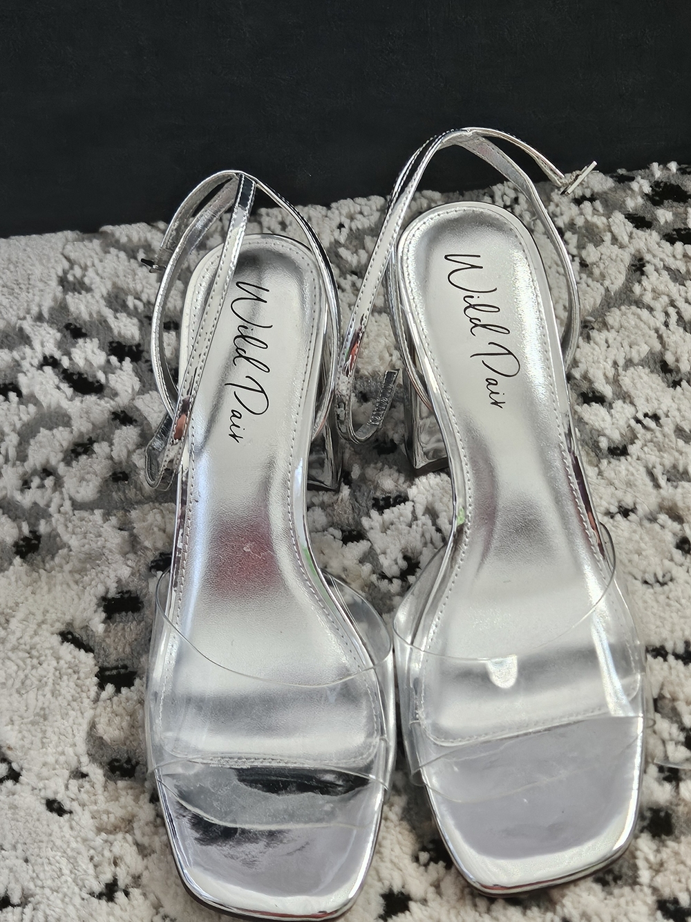 Willow Pau Silver Slingback Heels with Clear Straps
